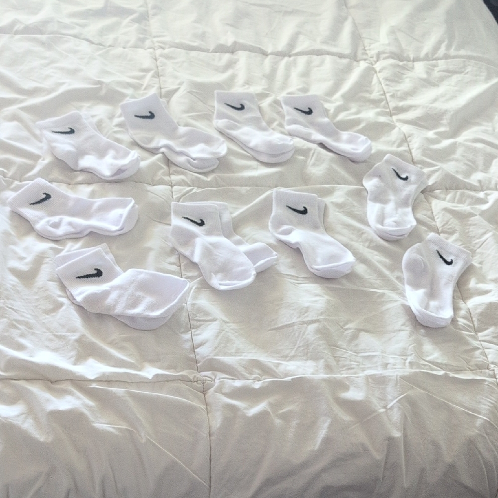 Nike White Crew Socks with Black Logo